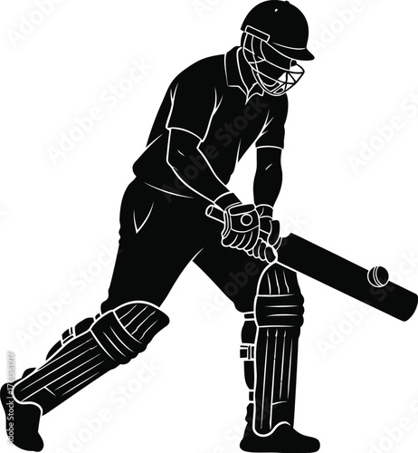 Silhouette of a cricket batsman in action