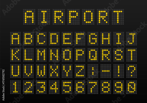 Airport digital display font showing alphabet and numbers