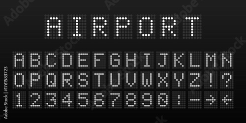 Airport LED dot matrix display alphabet and numbers set