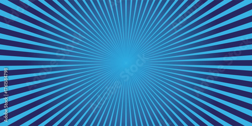 blue speed lines in bright pop art style. Bold red, yellow and orange streaks radiating from center, creating exciting superhero action look. vector