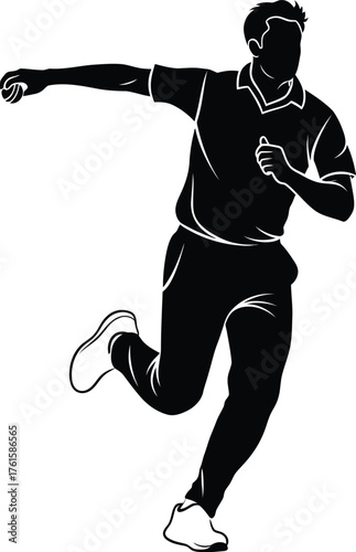 Silhouette of a football player running with the ball