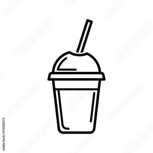 Cold Drink Cup with Straw Line Icon