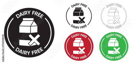 Clean label icon for products made without dairy ingredients. Suitable for organic packaging, natural food marketing, plant-based nutrition, and healthy lifestyle branding.