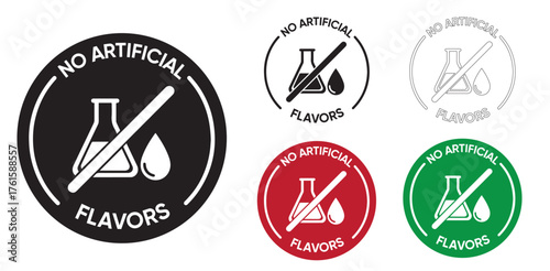 Clean label message badge showing products made without artificial flavor additives. Ideal for organic packaging, healthy food marketing, and natural ingredient branding.