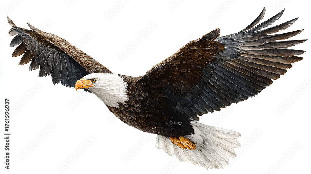 Naklejka premium Isolated Bald Eagle Flying