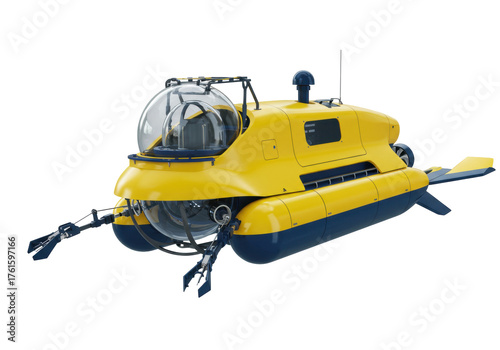 Foto Isolated scientific submarine for ocean exploration, research or underwater surv