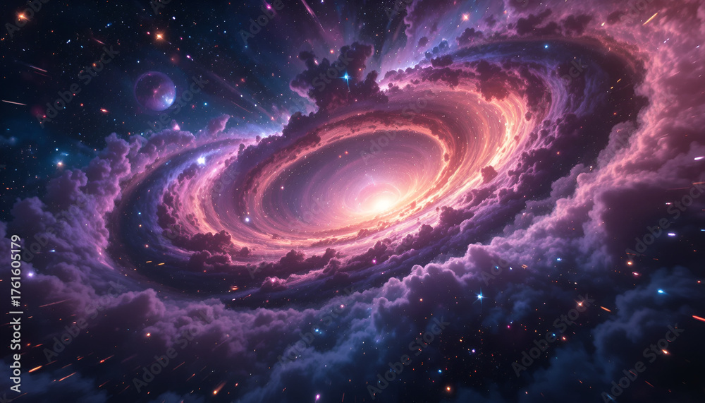 Obraz premium Vibrant Nebula Gas and Stars Swirl