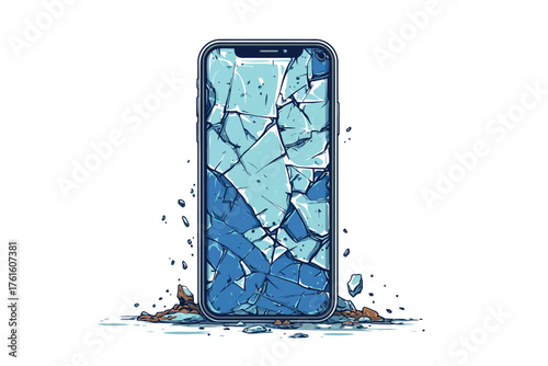Old broken smartphone bad isolated
