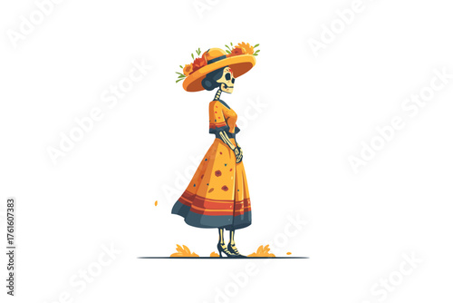 person with Day of the Dead woman isolated