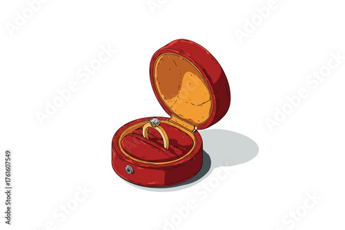 velvet box with the ring brilliant isolated