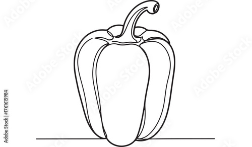 Simple line art illustration of a bell pepper on a white background