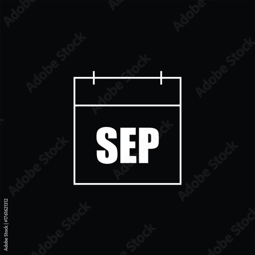 September calendar page line icon