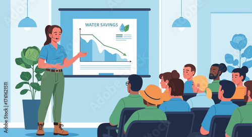 Informative presentation on water conservation attracting a diverse audience