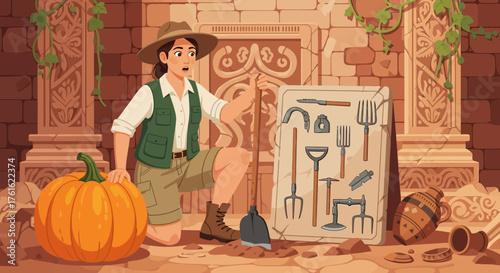 Adventures of a female archaeologist during a harvest season inside an ancient ruin