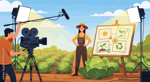 Capturing Sustainable Agriculture: Filming a Farmer in a Cabbage Field Video