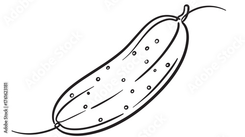 Simple line drawing of a fresh cucumber with small bumps and a stem
