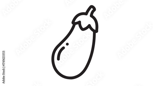 Simple outline illustration of a fresh eggplant on a white background