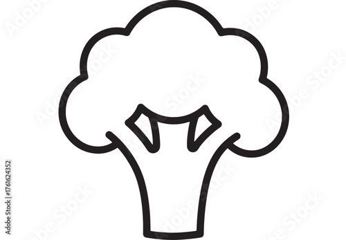 Simple line drawing of a fresh broccoli floret, a healthy vegetable.