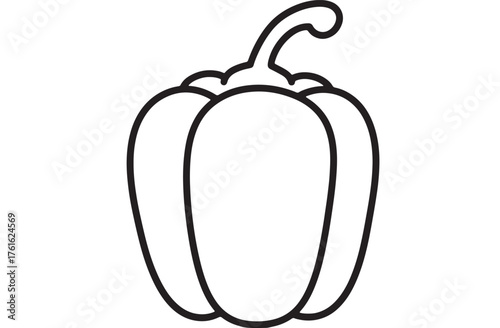 Simple outline of a bell pepper on a white background, perfect for educational materials or design elements.