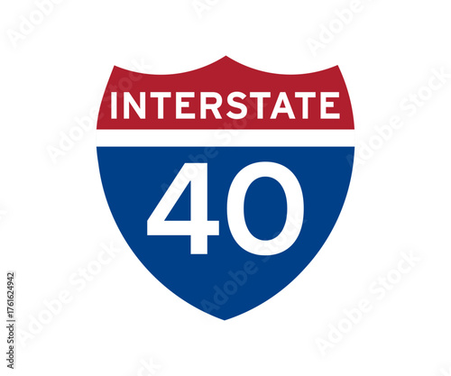 Interstate highway 40 road sign icon. Intrastate american road sign vector design and illustration.


