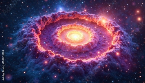Mesmerizing Celestial Spiral Galaxy Cosmic Dust and Vibrant Nebulae Swirl in Breathtaking Detail, Perfect for Science Fiction and Space-Themed Designs