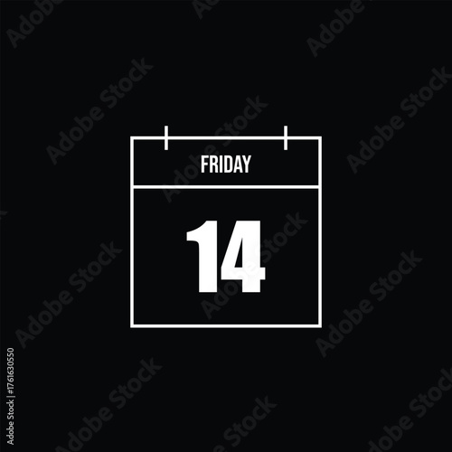 Friday 14 Calendar Date Icon