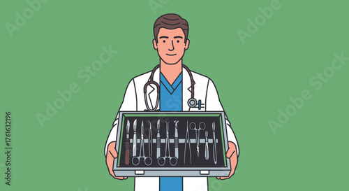 Doctor Holding Surgical Instruments - Healthcare Professional with Medical Tools.