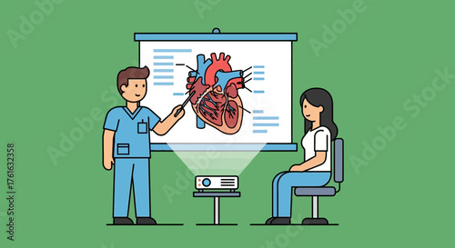 Medical Presentation - Doctor Explaining Heart Anatomy to Patient.