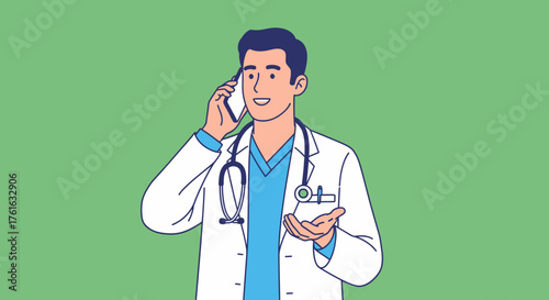 Doctor on Phone Consultation with Patient.