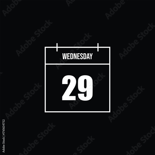 Calendar page displaying Wednesday the 29th, a minimalist design on a black background