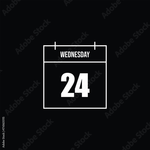 Simple Wednesday Calendar Icon with Number 24 Displayed on a Dark Background