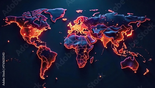 Glowing Network Connections Abstract Global Communication Visualization