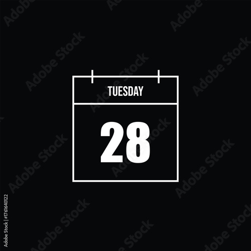 Elegant minimalist illustration of a calendar showing Tuesday the 28th, perfect for scheduling, planning, and marking important dates