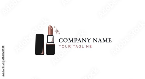 Elegant lipstick logo design for beauty brand with star element.