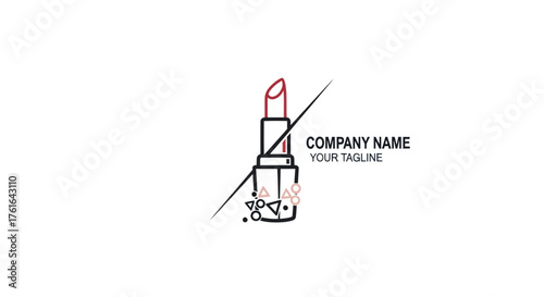Elegant lipstick logo design for beauty brand with modern style.