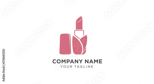 Elegant Lipstick Logo Design with Floral Accents for Beauty Brands.