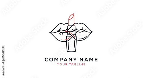 Elegant Lipstick and Lips Logo Design for Beauty Brand.