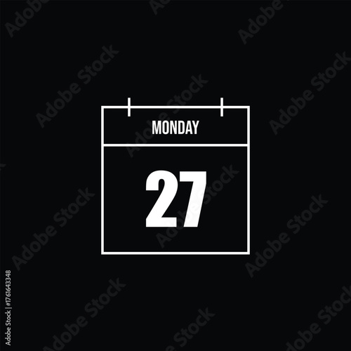 Monday the 27th Minimalist Calendar Icon Design for Schedules and Reminders