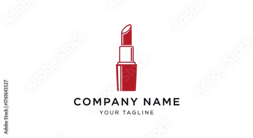 Elegant Red Lipstick Logo Design for Beauty and Cosmetics Brand.
