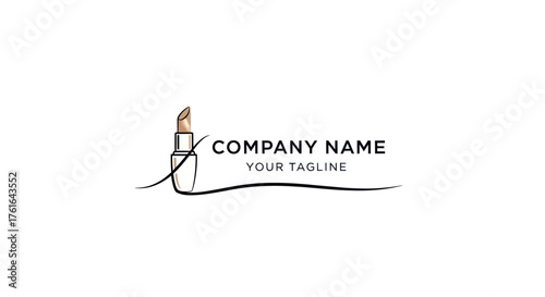 Elegant Lipstick Logo Design for Cosmetics Brand with Brushstroke Accent.