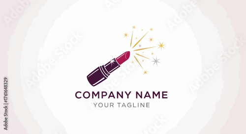 Elegant Lipstick with Sparkling Effect for Beauty Brand Logo.