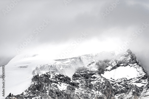 Wrapped by clouds, the highest peak of Eastern Alps the Ortles