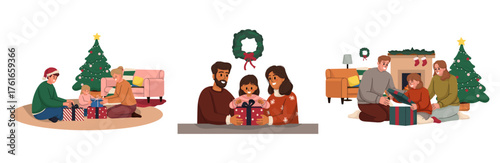 Set of family holiday opening Christmas Gift