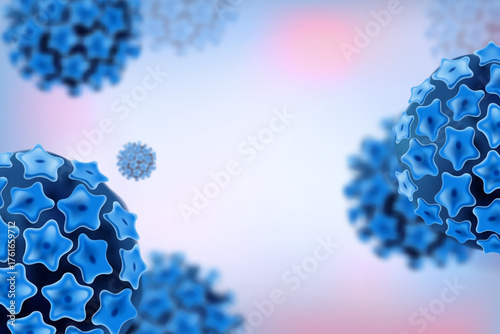 Soft blue viral microscopic background floating particles realistic style