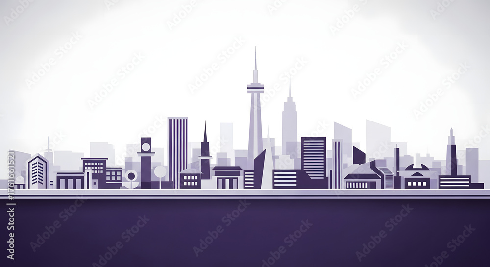 Naklejka premium Cityscape Vector Art Modern Urban Skyline Illustration with Building Silhouettes