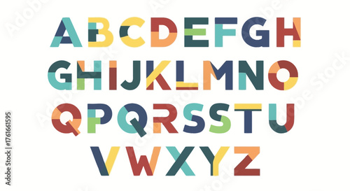 Geometric Alphabet Illustration Colorful and Modern Design for Educational and Creative Purposes