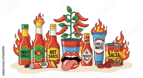 Flaming Hot Flavors A Fiery Collection of Spicy Sauces and Ingredients