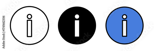 Info icon set in flat vector illustration, created in outline, filled, and color style. Ideal for help, support, guidance, and user interface design concepts.