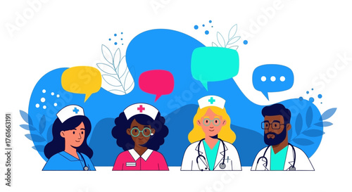 Diverse Medical Team Communicating Doctors and Nurses Sharing Ideas