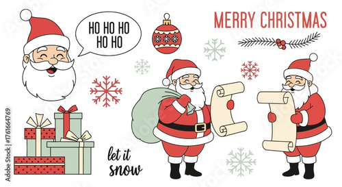 Holiday cheer Santa Claus character and seasonal vector graphic
